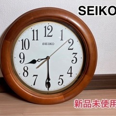 【新品未使用】 SEIKO 丸型木枠壁掛け時計  クォーツ  K...