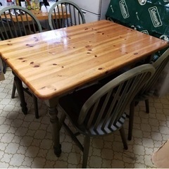 木造ダイニングテーブル&椅子4つセット