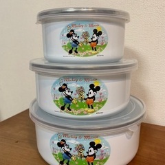 Disneyミッキーミニー蓋付きホーロー容器