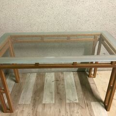 ダイニングテーブル カフェテーブル ガラス天板 幅135cm×奥...