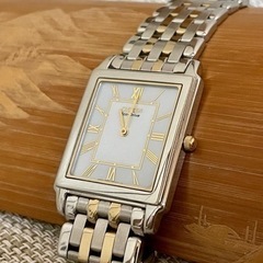 [希少:未使用保管:稼働]シチズン エコドライブ ステレット/CITIZEN Eco-Drive STILETTO/サファイアクリスタル/シェル文字盤/G820-7004300/バタフライバックル/レクタンギュラー/コンビカラー/極薄型/腕時計