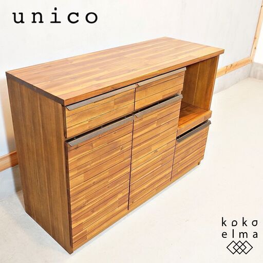 unico(ウニコ)のSWELLA(スウェラ)のキッチンカウンターW1200です！アカシア材×アイアンの西海岸スタイル。男前インテリアにもオススメのおしゃれなキッチンボードです！DI204