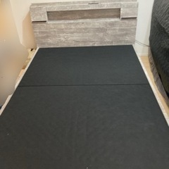 ベッドフレーム ダブル ビンテージ風 コンセント LEDライト付き USBポート付き