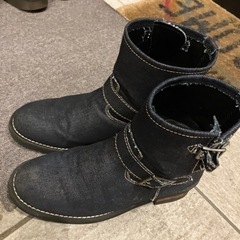 【ネット決済】岡山デニム生地　ブーツ　25.5センチ
