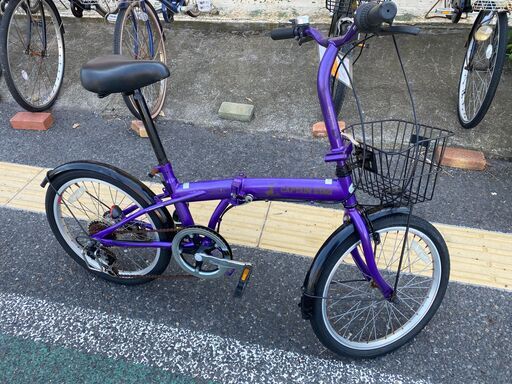 自転車 No.1005 折りたたみ自転車 20インチ 紫 6段切替 【リサイクル