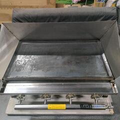【ご成約済み】【美品】グリドル W60cm業務用 13A都市ガス 強力4連バーナー 鉄板ガスコンロ ☆W620 D500 H180☆トユ付き☆特注ステンレス羽カバーW770 D380 H奥330 H前230付＊フードカバーとトユだけで2万円以上掛かってます。