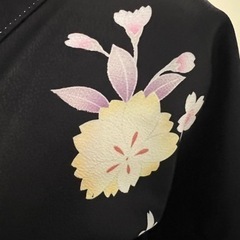 振り袖、帯のセット、黒地に桜