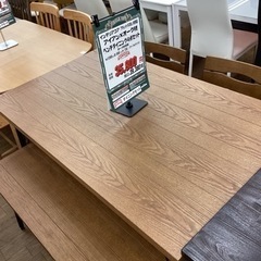 KI-33【新入荷　アウトレット】インテリアコア　アイアン×オーク材　ベンチダイニング4点セット　ブラウン