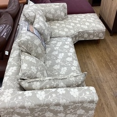 KI-34【新入荷　アウトレット】ユーロコンフォート　花柄　カウチソファ2点セット　ベージュ系
