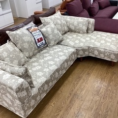 KI-34【新入荷　アウトレット】ユーロコンフォート　花柄　カウチソファ2点セット　ベージュ系