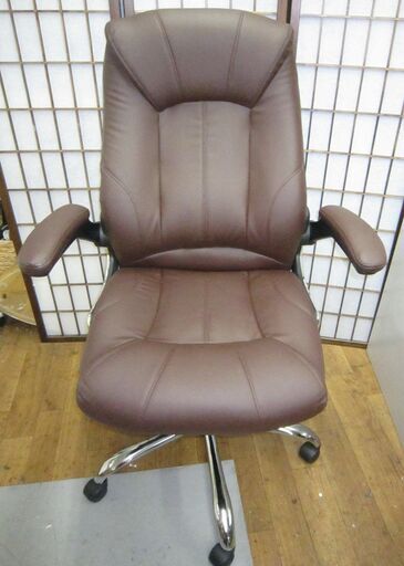 R618 オーヤマ パーソナルデスク椅子、PCチェア、皮調、幅72cm Used・美品