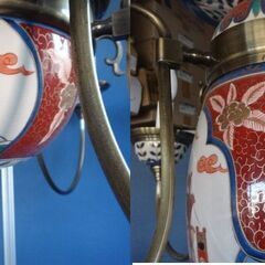 ①高級 九谷焼 陶器 シャンデリア 船 花