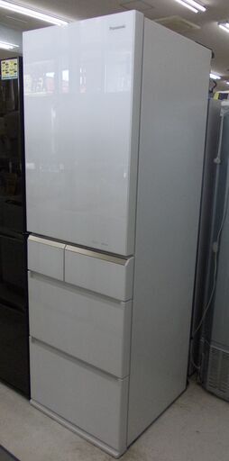 Panasonic 5ドア冷蔵庫 406L 2019年製 自動製氷 ガラスドア 左開きドア NR-E415PVL-W形