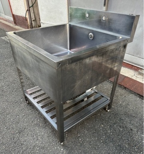 業務用 大型 1槽シンク 幅750×奥750×高さ800+150(mm) 流し台 一層 一槽