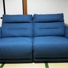  95％新品、3人掛け電動ソファ、サファイアブルーの生地、純綿混紡生地、清潔度が高く、機能が完璧です。