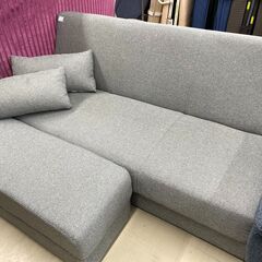 【ジモティ来店特価！！】3人掛けソファー　グレー　クッション＆オットマン付き　J-0923 ジモティ来店特価！！】3人掛けソファー グレー クッション