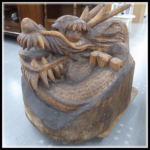 龍 木製 木彫り 置き物 特大 モノ市場半田店 119
