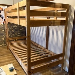 【お取引中】IKEA木製2段ベッドと収納ケース2箱