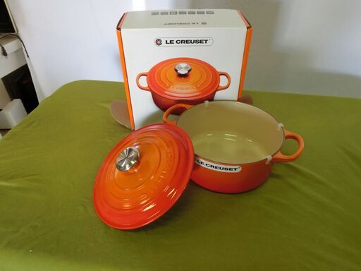 【未使用】LE CREUSET　ココット・ロンド 鍋 オレンジ 鋳物ホーロー 24cm