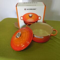 【未使用】LE CREUSET　ココット・ロンド 鍋 オレンジ ...