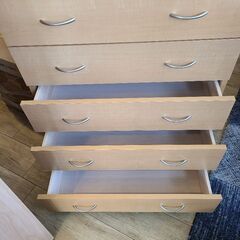 6段ハイチェスト スライドレール ナチュラルカラー