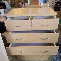 6段ハイチェスト スライドレール ナチュラルカラー