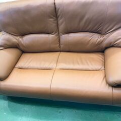 【愛品館八千代店】2人掛本革ソファ(BR)