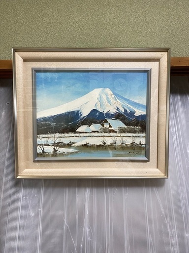 忍野富士　古屋茂男　油彩　白富士　富士山　冠雪の富嶽　原風景　証明書付 C-1