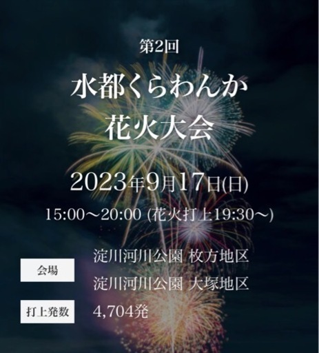 即日発送】 水都くらわんか花火大会 有料観覧席 入場券 チケット  