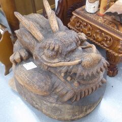 木製 龍の頭 置物 インテリア 【モノ市場半田店】151