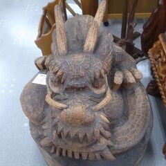 木製 龍の頭 置物 インテリア 【モノ市場半田店】151