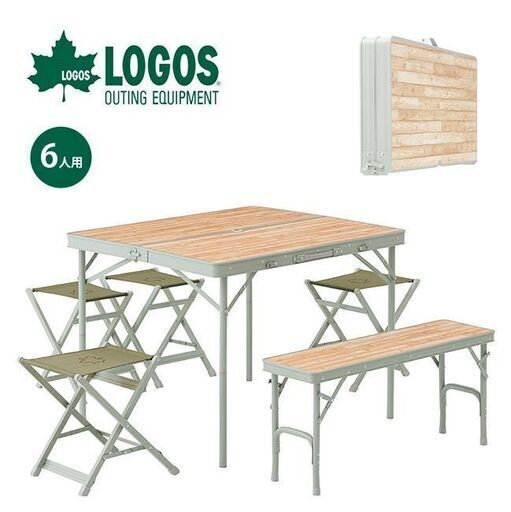 【配送可】新品 LOGOSロゴス Life ベンチテーブルセット6 アウトドア 6人用6人掛け チェア椅子イス 73183014