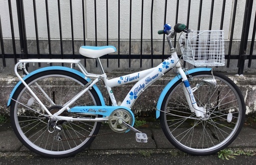 ＜美品車＞24インチ・可愛い子供用自転車・シマノ6段変速・LEDライト 鍵付き・お掃除済みでピカピカ♪