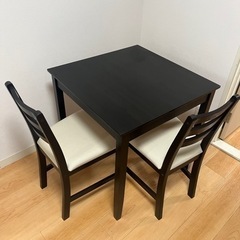 IKEA ダイニングテーブル LERHAMN ブラックブラウン