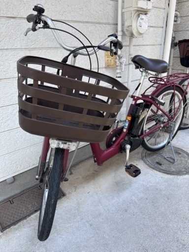 電動自転車 ブリヂストン バッテリー充電1回 小型 自転車 赤 ママ チャリ