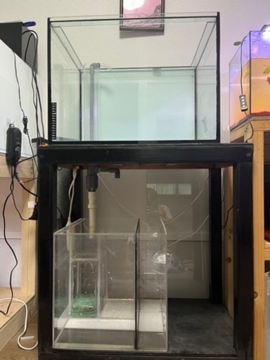 水槽セット水槽60x45x45、水槽台、フィルター、ポンプ1500l/h、ろ過材