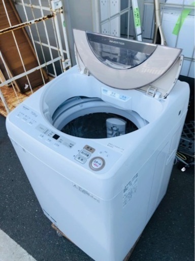 福岡市内配送無料　7.0kg 送風乾燥 全自動洗濯機 シャープ ES-SH7C-N 2018年製造 インバーター ゴールド系