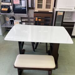 【リサイクルショップ　ピカソ　小松原】小松原】Nitori ニトリ 伸縮式ダイニングテーブル4点セット ホワイト/ブラウン★4942★