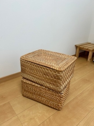 【無印良品】重なるラタン長方形バスケット中