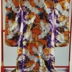 花嫁打掛　正絹　紫・金　鶴刺繍