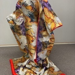 花嫁打掛　正絹　紫・金　鶴刺繍