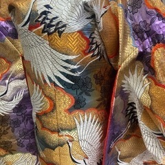 花嫁打掛　正絹　紫・金　鶴刺繍