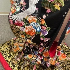 花嫁打掛　正絹　金箔　桜　藤　鶴　牡丹