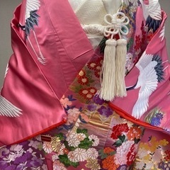花嫁打掛　正絹　ピンク　彩豊かな花モチーフと鶴
