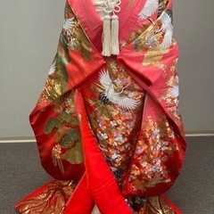 花嫁打掛　正絹　金箔　グラデーションピンク　鶴