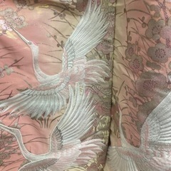 花嫁打掛　正絹　プラチナ・ピンク　鶴　梅の花