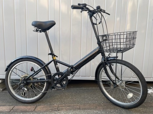 【取引成立】折りたたみ自転車（20インチ） 6速ギア 美品 黒色 チェーン錠付