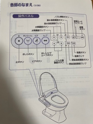 東芝温水洗浄便座 ウォシュレット 説明書付き