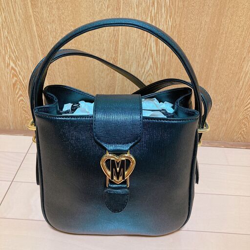 ヴィンテージ　MOSCHINO レザーショルダー2wayバック　黒 ハンドバッグ