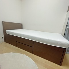 【美品♪】ニトリ 大小引き出し付きシングルベッド  (マットレス付き)